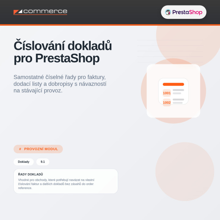 Číslování dokladů pro PrestaShop