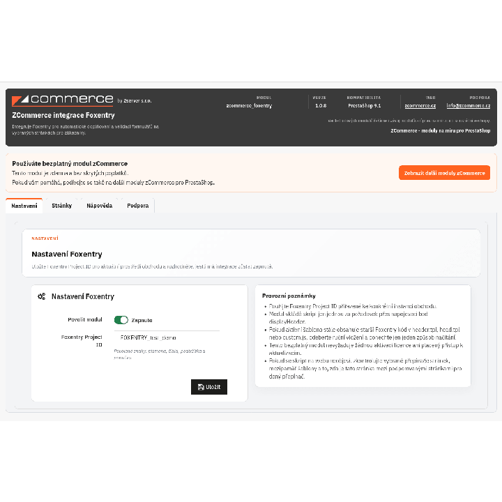 Foxentry for PrestaShop
