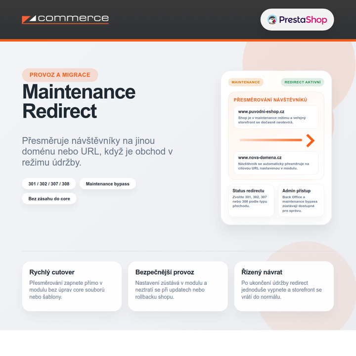 Maintenance Redirect - maintenance mode redirect for PrestaShop