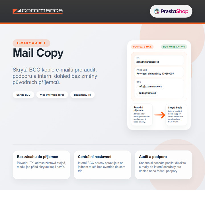 Mail Copy - hidden BCC for PrestaShop