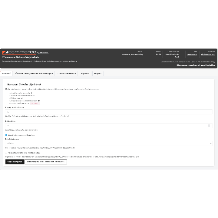 Číslování objednávek pro PrestaShop