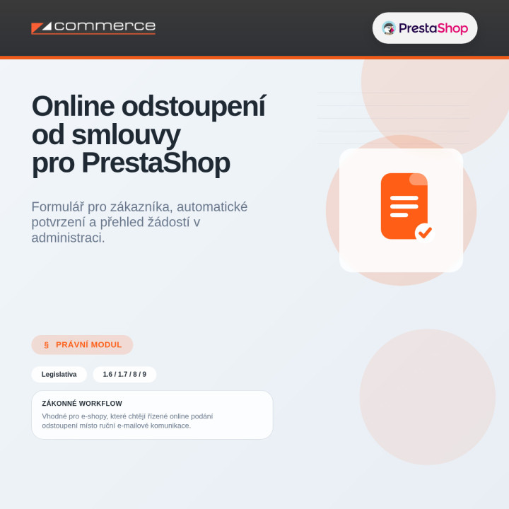 Online odstoupení od smlouvy pro PrestaShop