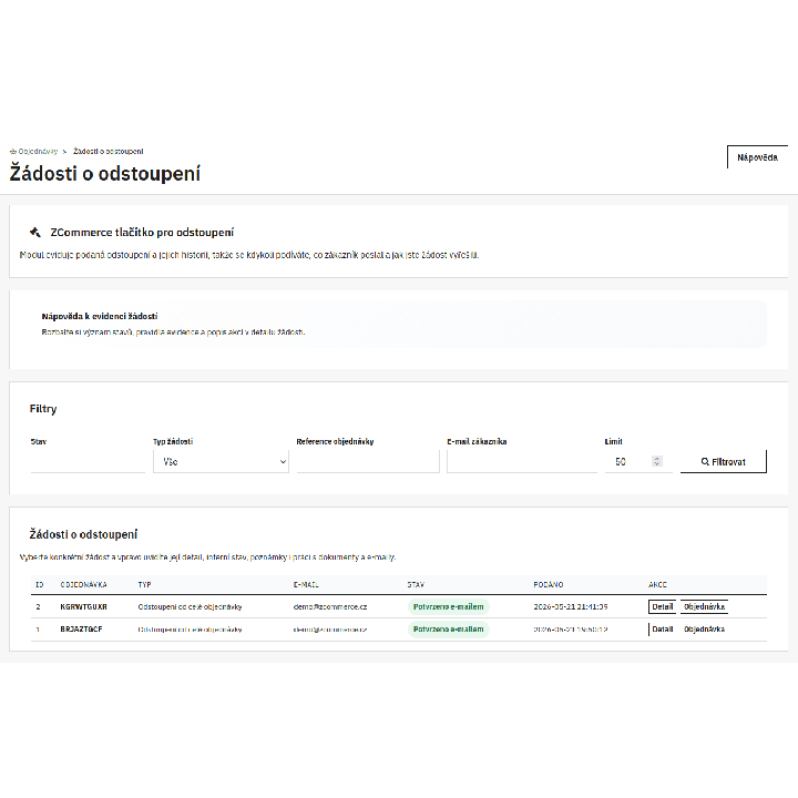 Online odstúpenie od zmluvy pre PrestaShop