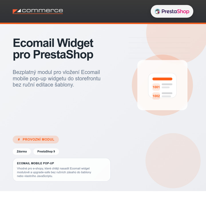 Ecomail Widget - mobile pop-up pro PrestaShop