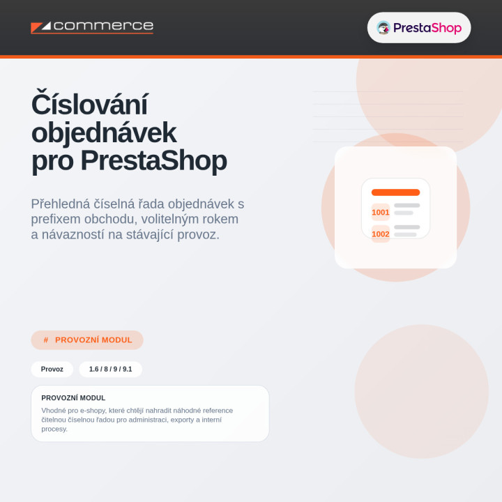 Číslování objednávek pro PrestaShop